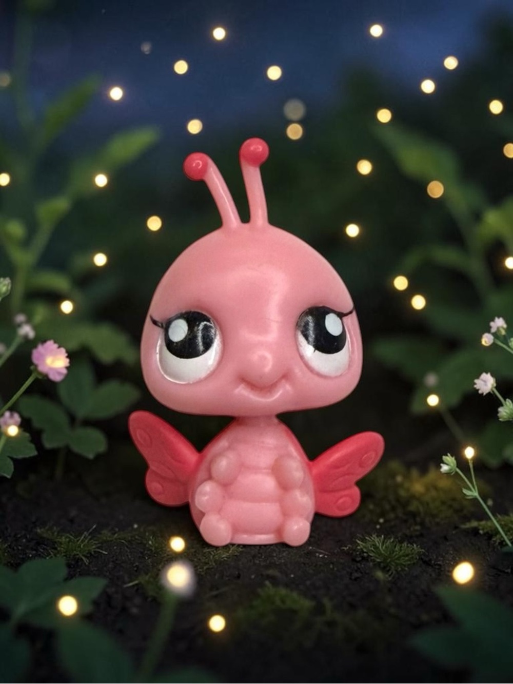 littlest pet shop # 2611 pink fairy butterfly love bug with heart wings